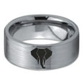 thumbnail image 2 of Tungsten Elephant Animal Polygon Style Art Band Ring 8mm Men Women Comfort Fit Gray Flat Cut Brushed Polished, 2 of 4