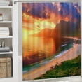 thumbnail image 6 of Orinice Sunset Beach Mountain Bathroom Decor Set, Colorful Luxurious Graphic Print Polyester Fabric Fashion Shower Curtain Set with Hooks, Chic Modern Design 60x72, 6 of 7