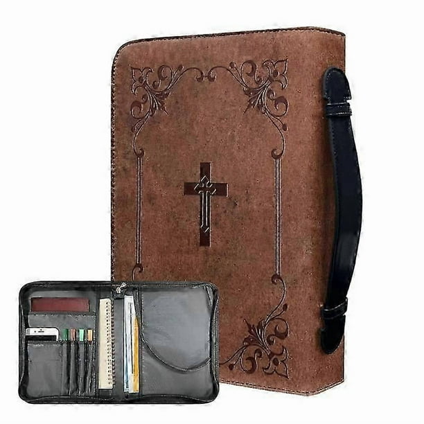 Classic Print Bible Bag for Women Zipper Handle Handbags Bible Leather Hymns Custom Bible Cover Case Carrying Bible Covers Case