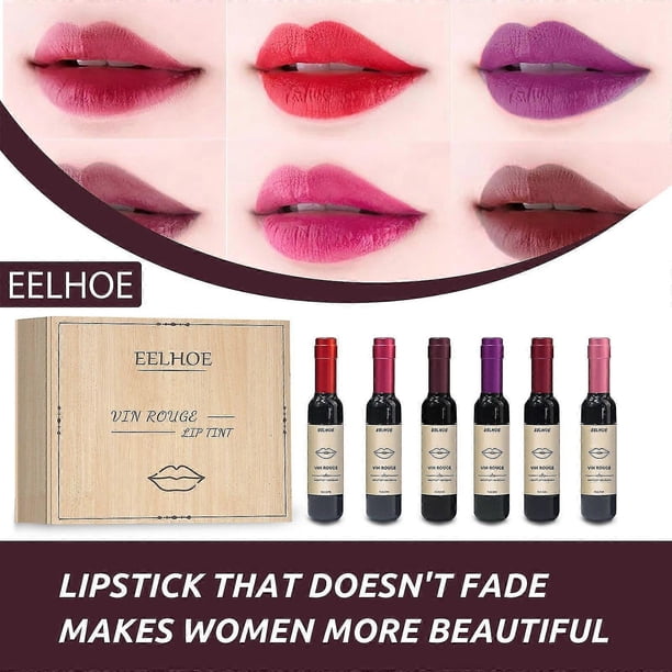 Botella de vino tinto, brillo labial, líquido Dyelip, resistente al agua, hidratante, que no se decolora, lápiz labial, regalo de maquillaje, cosmético sexy (la figura 2 es el producto). Shiraz red