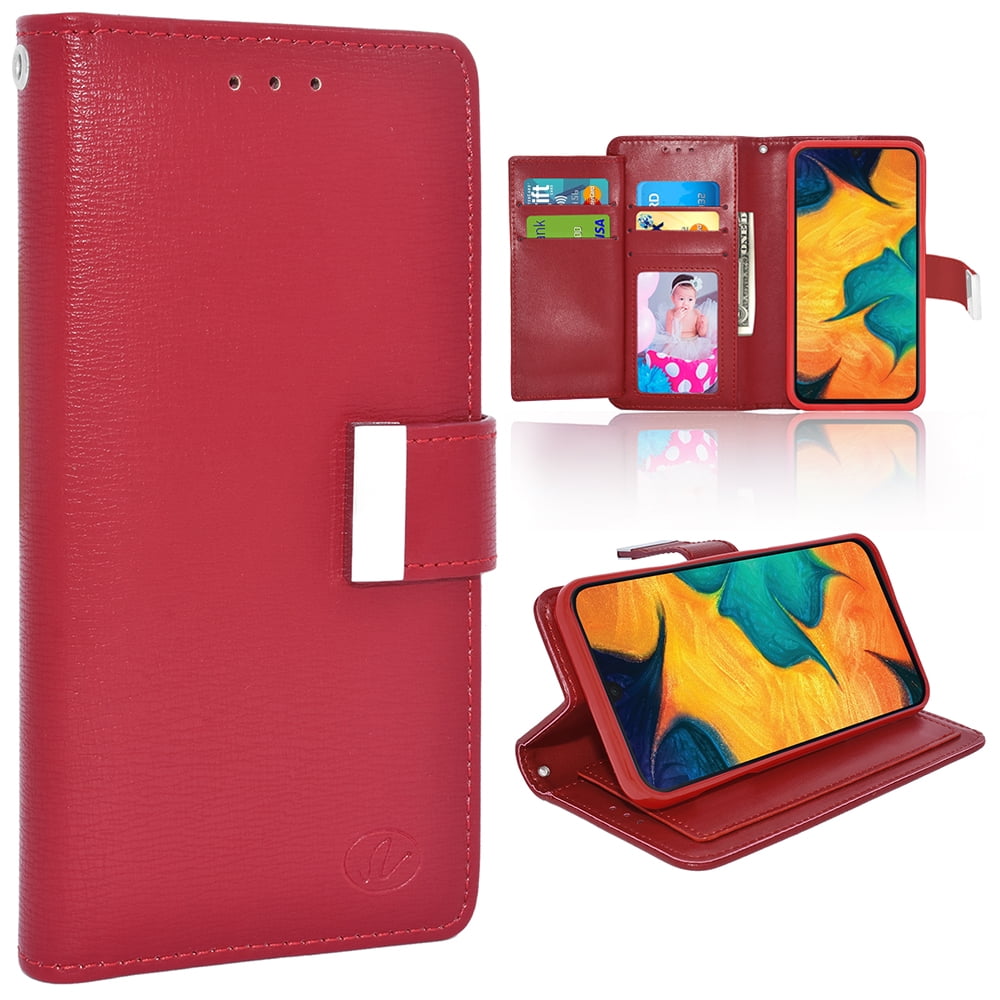 For Samsung Galaxy A30 / SMA305 Double Flap Folio Leather Wallet Pouch