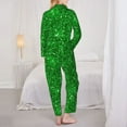 thumbnail image 5 of Bingfone Womens Pajama Sets Green Glitter Print,Long Sleeve Loungewear Pajamas Set-Medium, 5 of 9