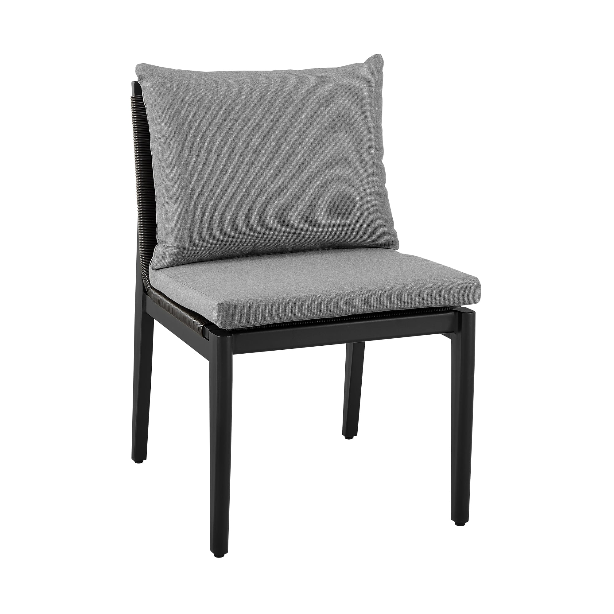 Cayman Outdoor 5-Piece Round Dining Table Set in Aluminum with Grey Cushions