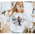 thumbnail image 3 of Retro Red Cardinal Winter Scene Sweatshirt - Nineties 90s Birding Bird Watching Outfit - Boho Unisex Crewneck Sweatshirt, 3 of 5