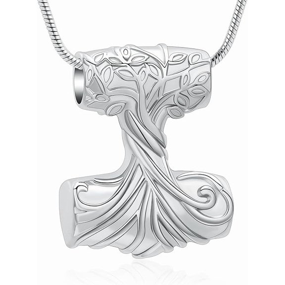 Tree of Life Mjolnir Thors Hammer Urn Necklace for Women Thor Hammer Urn Pendant Urn Necklaces for Ashes Keepsake Memorial Ashes Pendant