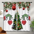 thumbnail image 3 of Christmas Tree Rod Pocket Blackout Curtains for Boy Girl Bedroom, Xmas Winter Snowflake Fir twigs and Red Love Heart Light Filtering Window Drapes for Living Room Home Decor Privacy, 42x63 inch, 3 of 6