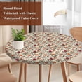 thumbnail image 3 of Rose Flower Birds Round Tablecloth 36-44 Inch Round Fitted Table Cloth with Elastic Edge, Rustic Country Floral Plant Spring Waterproof Table Cover Protector for Outdoor Picnic Party Dining, 3 of 6