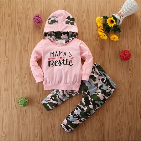 

Spring 0-24M New Toddler Kid Camo Clothes Set Baby Girl Hoodie Top Long Pants Legging Outfit Tracksuit Autumn Set