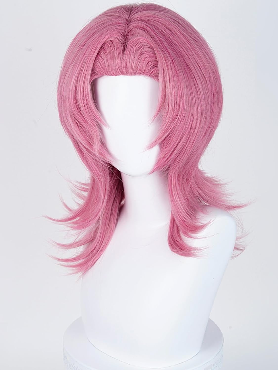 GOBWCOT Pink Wig Dark Pink Spiky Layered Wigs 18.9"Synthetic Hair for Men Party Daily