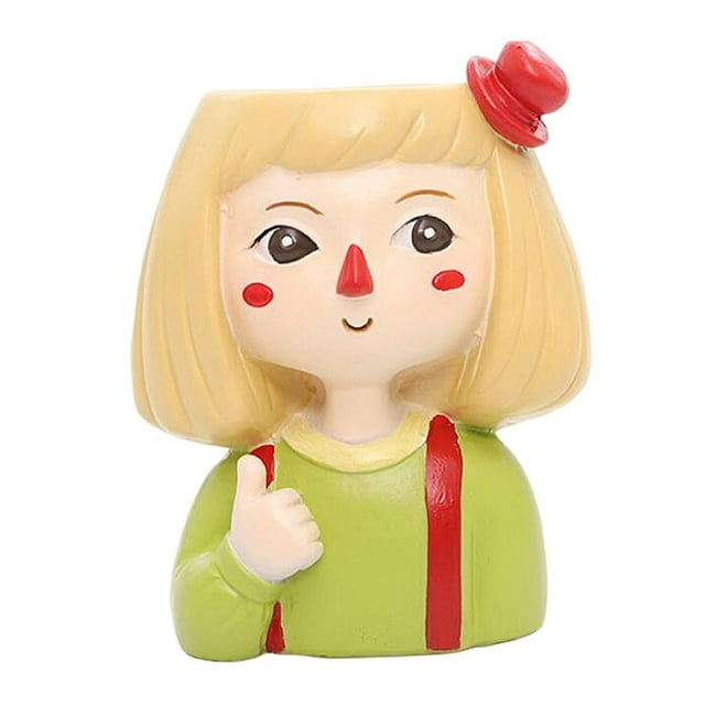 Maceta de resina con cabeza de mujer para interior y exterior, maceta para suculentas, estatua para niña Style3