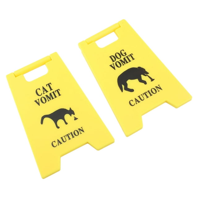 Señal De Precaución De Vómito De Gato, Juego De Letrero De Vómito De Gato ABS De 4 Pulgadas, 2 Piezas Para Escritorio