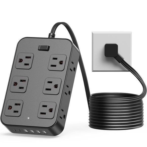 Regleta Solidock de 12 tomas AC y 6 puertos USB, cable de 1,5 m
