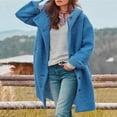 thumbnail image 2 of Stichou Womens Wool Blend Pea Coat Winter Warm Single Breasted Hooded Trench Coat Casual Office Work Dressy Outwear Jacket Blue XL, 2 of 5