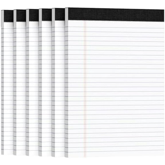 6pcs Legal Pads 8.5 x 11, Notepads 8.5 x 11 College Ruled Notebook, Writing Pads of Paper,White Note Pads, Memo Pad Papers Perforate Legal Notepads Narrow Ruled Line,30 Sheets/Pack$$Office