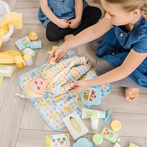 Melissa & Doug Mine to Love Deluxe Baby Care Play Set, 48 Pieces, Doll +  Accessories (Frustration-Free Packaging)