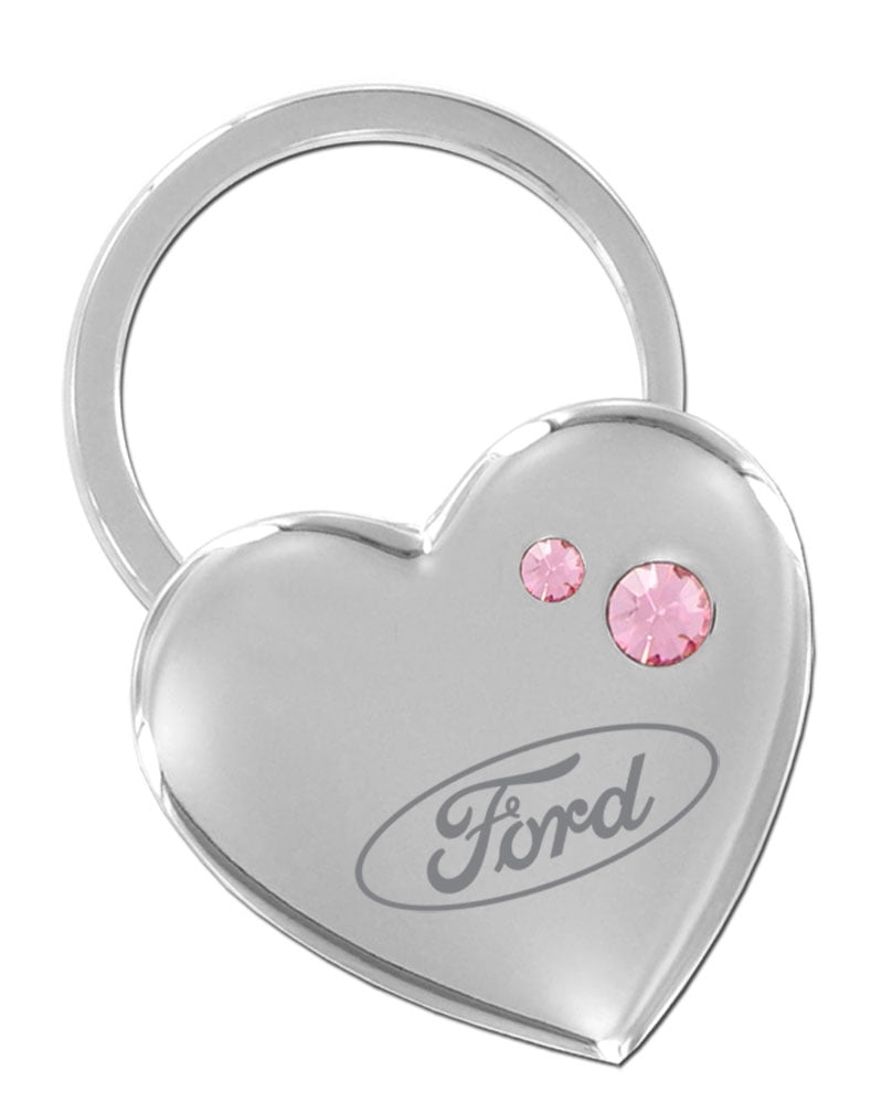 Ford Ford Heart Shape Keychain With 2 Pink Crystals Key Chain Walmart Com Walmart Com