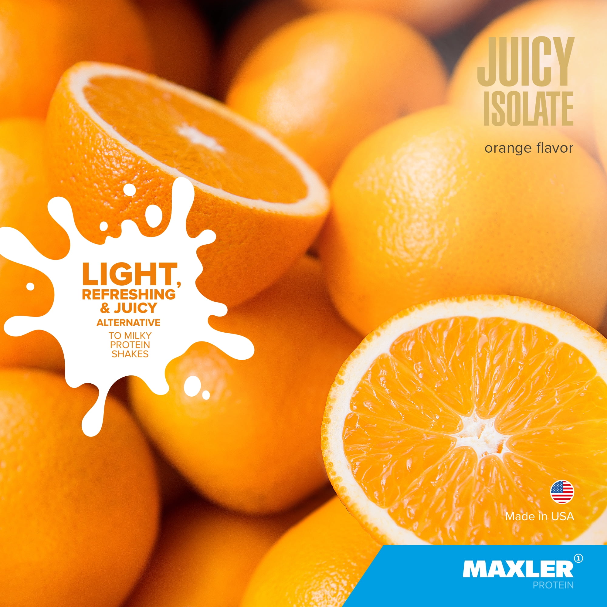 Maxler Juicy Isolate Protein Powder - Clear Whey Isolate - Orange 1.1lb (20 Servings)