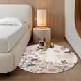 thumbnail image 2 of Vintage Pink Flowers Round Area Rug 8Ft Washable Large Circle Rugs for Living Room Dorm, Spring Floral Butterfly Retro Art Non-Slip Carpet Floor Mats Indoor Outdoor Carpet Runner Aesthetic Home Decor, 2 of 8