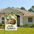 thumbnail image 2 of AMHNF Hello Summer Cat and Oranges Linen Garden Flag for Spring Summer Home Outdoor Garden Yard Door Decor 12x18 inch, 2 of 5