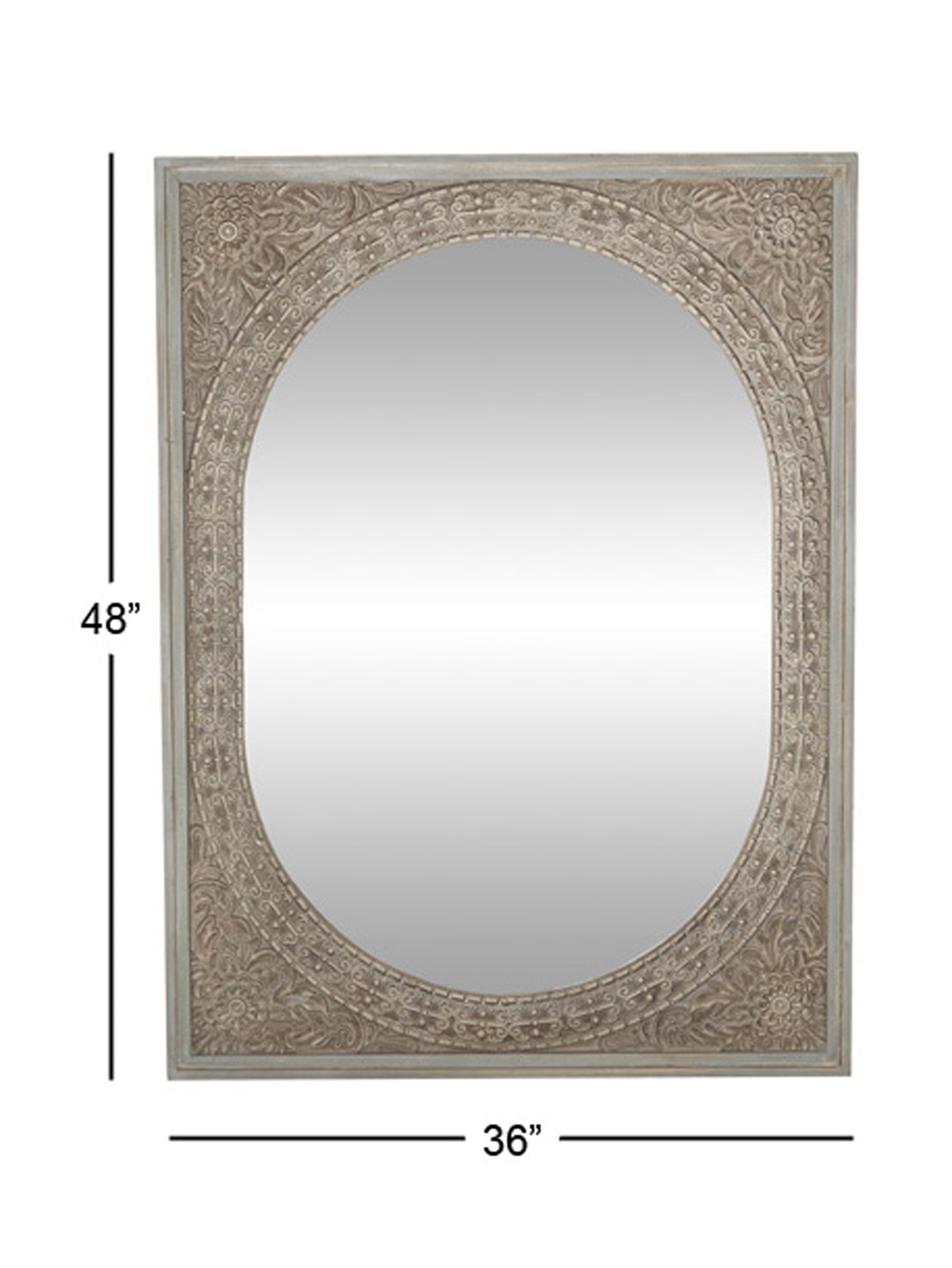 Decmode Rustic 48 X 36 Inch Rectangular Framed Wall Mirror