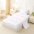thumbnail image 2 of Erosebridal Dreamy Pink Bow Tie Twin Sheet Sets 3pcs For Girls,Cartoon Ribbon Bow Bedding For Kids Teens, 2 of 5