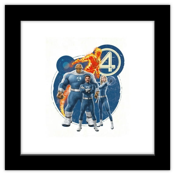 Gallery Pops Marvel The Fantastic Four: First Steps (2025) - Invisible Shield Group Badge Wall Art, Black Framed Version, 12" x 12"