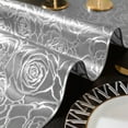 thumbnail image 5 of Iumwxz Gold Rose Lace Table Runner 92x33cm PVC Holiday Table Decor for Thanksgiving Christmas Dining Party Decorations Washable Placemat with Hollowed Out Rose Design, 5 of 6