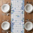 thumbnail image 4 of Table Runner 36 Inches Long for Kitchen Dining, Easter Dresser Scarf Farmhouse, Dining Table Decorations for Wedding/Parties, Spring Blue Gnomes Rabbit Eggs Floral Buffalo Plaid 13 x 36 In, 4 of 8
