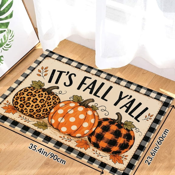It S Fall Y All Pumpkins Soft Small Velvet Area Rugs Non Slip Indoor Floor Carpet for Living Room Bedroom Decor