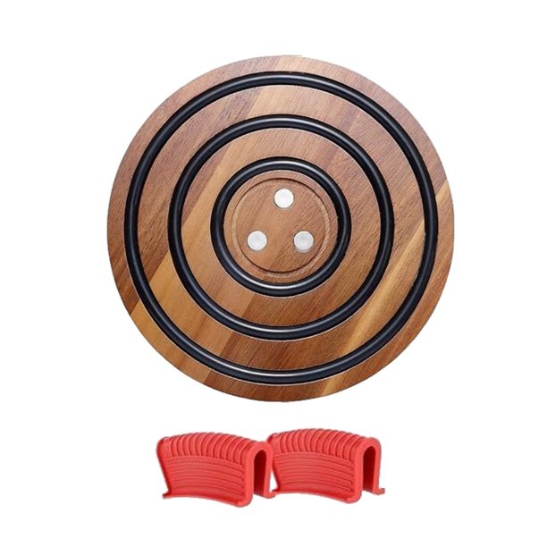 Advancent Tapete circular de madera para maceta de arena con mango de silicona resistente al calor y base magnética. Cocina y Comedor