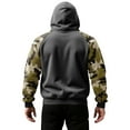 thumbnail image 4 of Pullover Hoodie with Camouflage Print Sleeves Drawstring Hood Front Pouch Pocket Long Sleeve Casual Sweatshirt for Men Women Dark Gray XL, 4 of 5