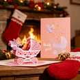 thumbnail image 6 of CCOCC 2026 New Newborn Birthday Stereo Greeting Card 3D Baptism Card Blessing Card Handmade Paper Carved Stroller(Baby Stroller Pink), 6 of 7