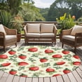 thumbnail image 4 of Round Area Rug 8 Ft, Red Strawberry Washable Non-Slip Circle Carpet for Living Room/Bedroom, Summer Fruits Farmhouse Leaves Flower Pastoral Collection Low-Profile Large Area Rugs for Indoor, 4 of 8