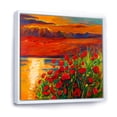 thumbnail image 3 of Designart 'Red Poppies By The Ocean During Evening Glow' Nautical & Coastal Framed Canvas Wall Art Print, 3 of 5