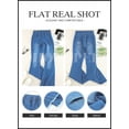 thumbnail image 4 of HOTAPEI Flare Jeans for Women Elastic Waist Ripped Jeans Raw Hem Bell Bottom Denim Pants, 4 of 5