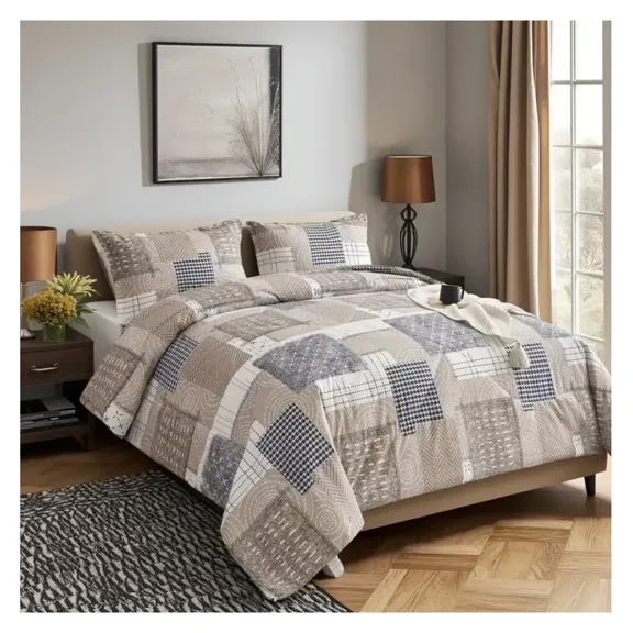 King Comforter Set 3 Piece - Floral Pattern Bedding - Soft Microfiber Reversible Comforter & Pillowcases - Bedroom Decor for Adults - All Season Comfort
