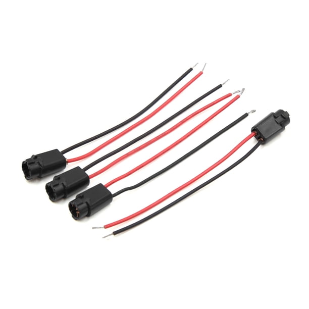 4pcs 12V Vehículo T5 Portalámparas Bombilla LED Luz de Tablero 2 Cables Conector Plástico Negro
