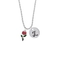 thumbnail image 2 of Delight Jewelry Silvertone Red Rose Flower Silvertone Script Initial Disc - Z - Charm Necklace, 20"+3", 2 of 4