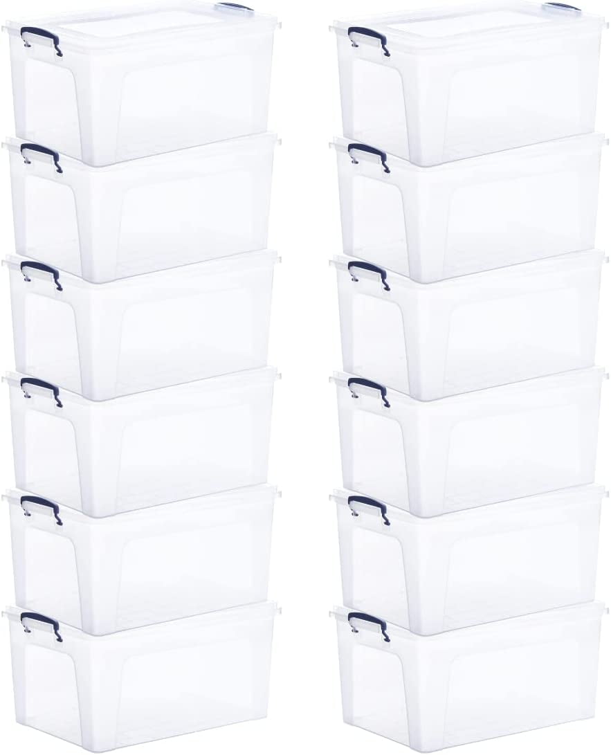 Superio 28.5 Qt Clear Plastic Storage Bins with Lids and Latches