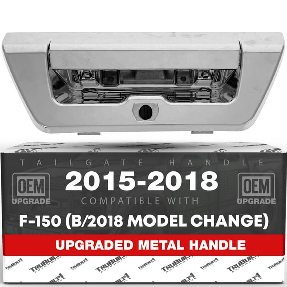T1A Tailgate Handle Latch Replacement, Upgraded Metal - Compatible with 2015-2018 Ford F-150 - Exterior Tailgate Assembly, All Chrome w/Camera Hole - OEM FL3Z-9943400-AA-ACHMT, 97695