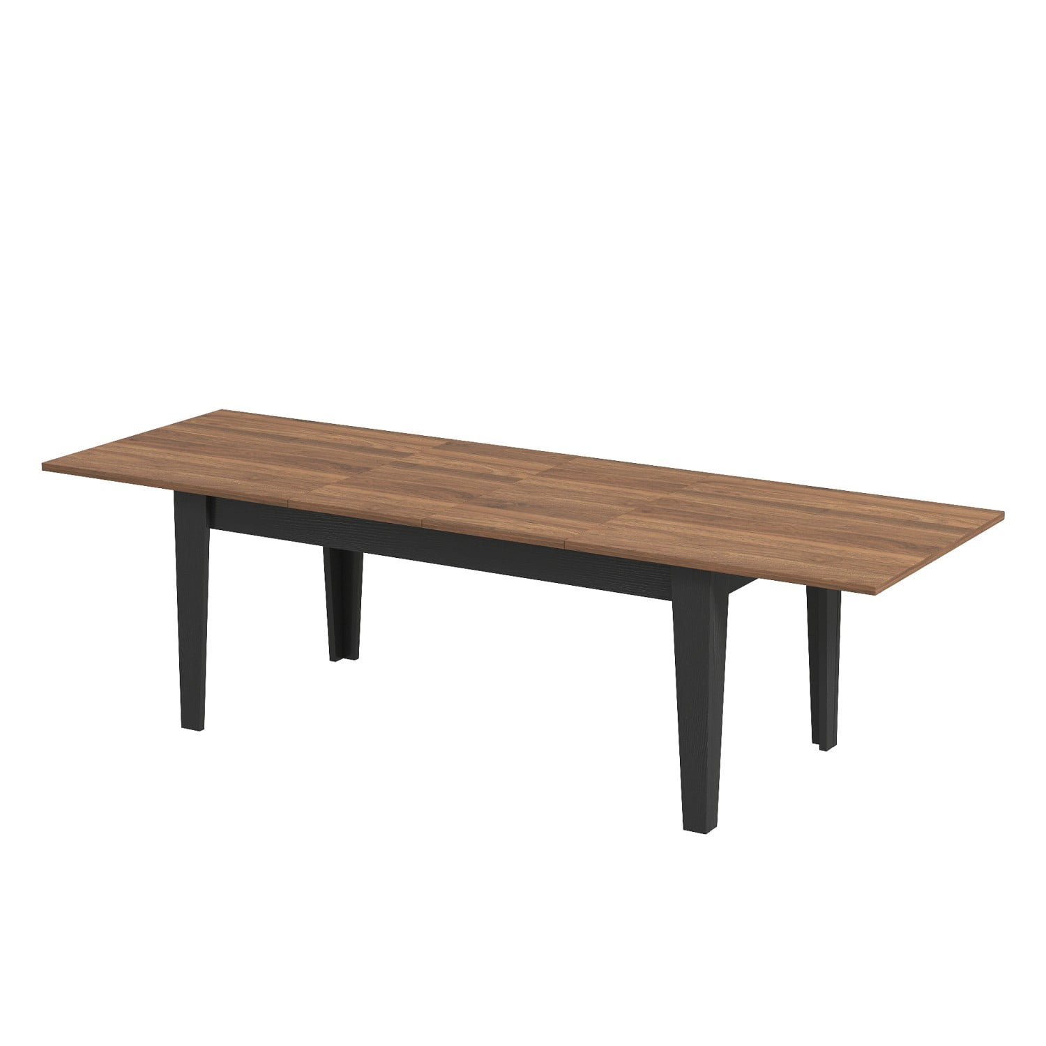 106.3" Extendable Dining Table, Large Woodgrain Kitchen Table with Expandable Design, Modern Rectangular Dining Room Table for Family Meals, Office, Study & Gathering Spaces, Walnut&black