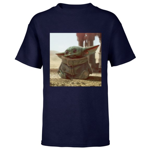 Star Wars The Mandalorian The Child Scene - Short Sleeve T-Shirt for Kids - Customized-Navy