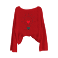 thumbnail image 5 of Amidoa Red Sweaters for Women Oversized Valentines Knit Sweaters Winter Love Heart Crew Neck Tops Women's Blouse L, 5 of 6