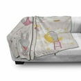 thumbnail image 3 of Feminine Soft Flannel Fleece Throw Blanket, Bunny Rabbit Sleeping Doing Laundry Picking Stars Love Cartoon Art Design, Cozy Plush for Indoor and Outdoor Use, 50" x 60", Yellow Beige, by Ambesonne, 3 of 6