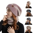 thumbnail image 3 of Xfvqtps Womens Hat Scarf Set Knit Simplicity Fashion Thickened Stretch Windproof Coldproof Warm Soft Outdoor Winter Neck Warmer Slouchy Hat Gray, 3 of 6