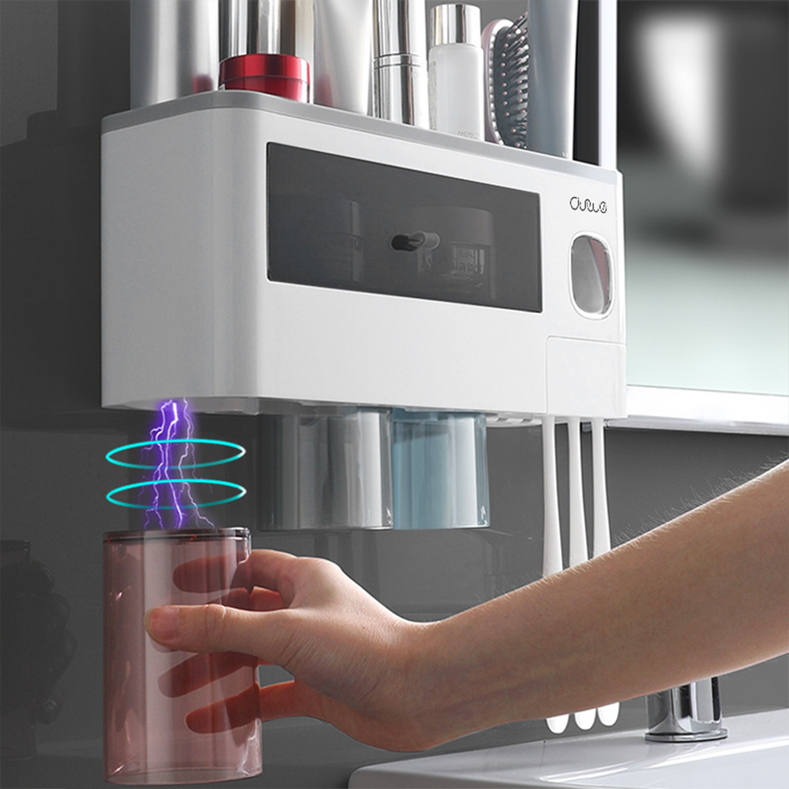 RKSTN Wall Mounted Toothbrush Holder For Bathroom, Automatic Toothpaste