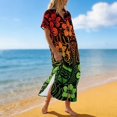 thumbnail image 4 of FUIALDOLG Polynesian Flowers Womens Swimsuit Coverup Long Maxi Button Down Summer Beach Bikini Bathing Suit Cover Up Dress, 4 of 6