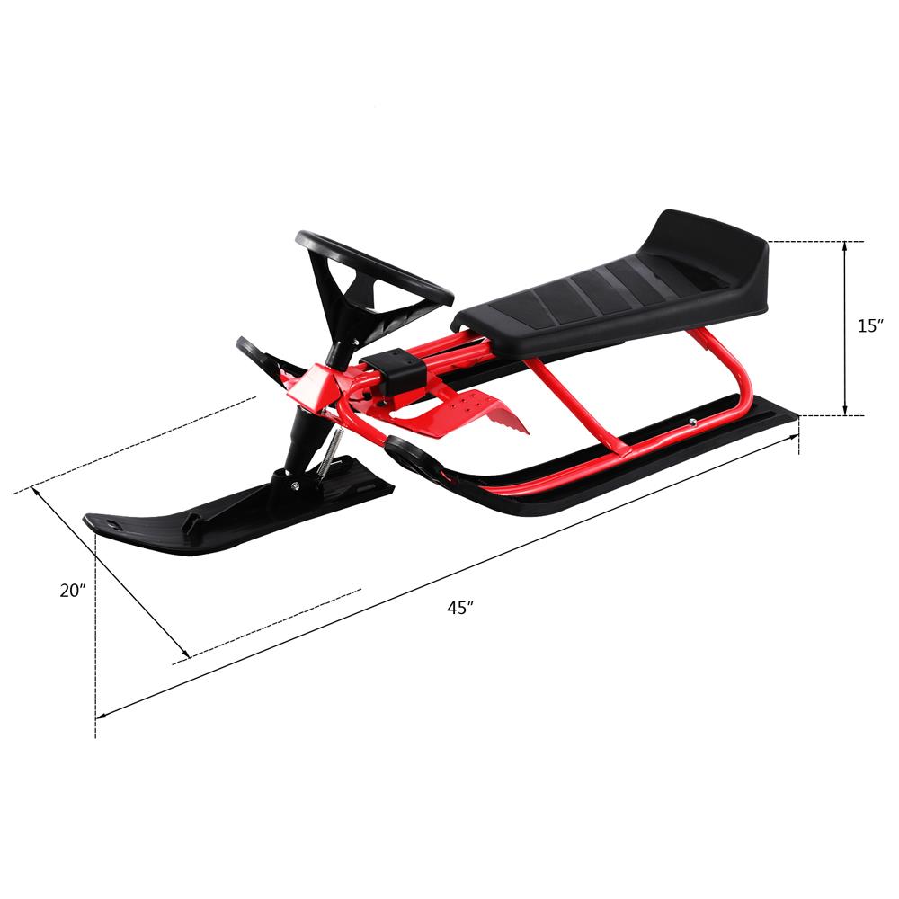 Zimtown Snow Racer Sled, Steering Ski Sled, with Pull Rope & Twin Brakes for Kids, Teens & Adult - image 2 of 16