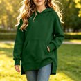 thumbnail image 6 of Qingpeng Big Kids Side Slit Hooded Pullover Top Longline Long Sleeve Sweatshirt with Front Pocket, 6 of 8