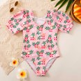 thumbnail image 6 of Odeerbi Kids Girls Floral One-piece Swimsuit Baby Surfing Swimsuit Children's Flower Print Short Sleeve Swimwear Bathing Suit Swimming Suit Pink 10 Years, 6 of 9